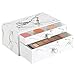mDesign Decorative Wide Plastic Makeup Organizer Storage Station with 2 Drawers for Bathroom Vanity, Countertop, Cabinet - Holds Lip Gloss, Eyeshadow Palettes, Brushes, Blush, Mascara - Marble