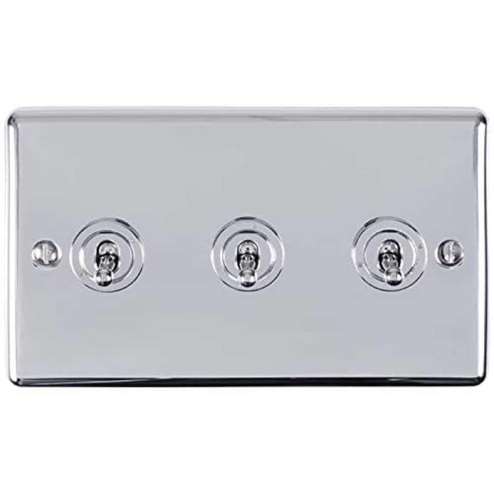 Enhance Decorative 3 Gang Toggle Switch Polished Chrome Finish