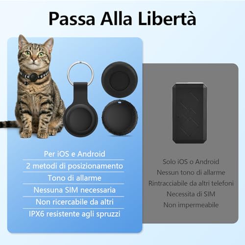 Cat GPS Collar, GPS Trackers for Dogs and Cats, GPS for Dogs Compatible with iOS and Android, No Subscription, Global Real Time Positioning, for Pets, IPX6 Waterproof