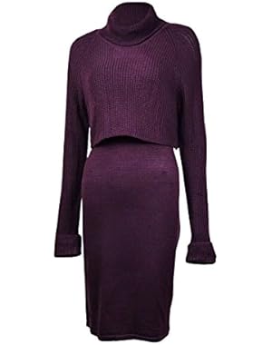 Calvin Klein Women's Solid Turtleneck Tiered Sweater Dress