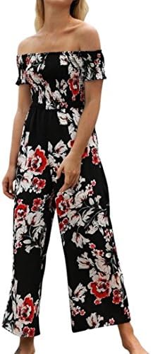 SYY Women Jumpsuit,Fashion Ladies Summer Plus Size Sexy Sleeveless Floral Off Shoulder Strapless Floral Print High Waist Playsuit Ladies Long Jumpsuit Trouser Romper Jumpsuit