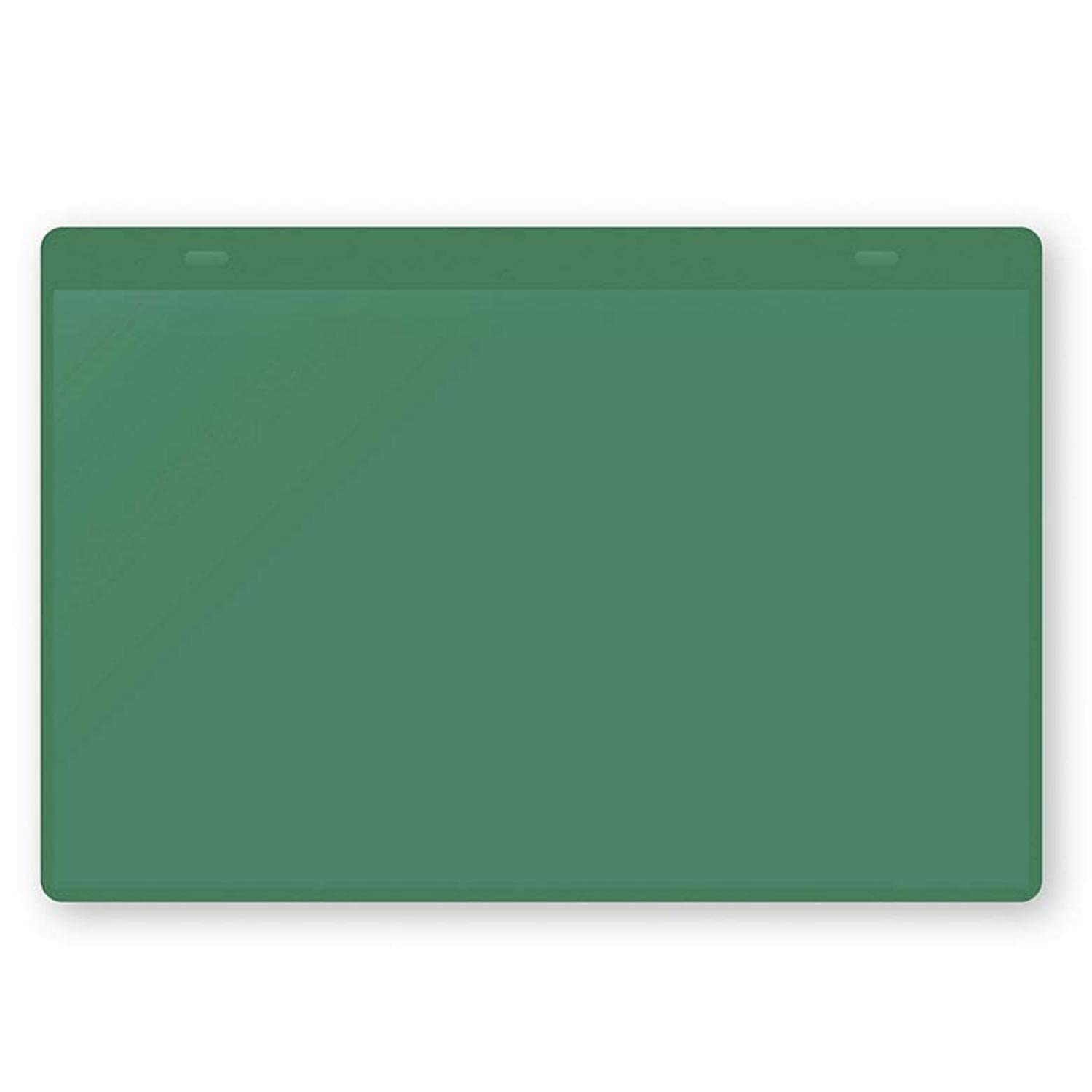 Magnetic Green Document Pockets A5 Horizontal - 230mm Wide x 155mm high (Pack of 10) - Industrial Strength Clear Pockets - Green