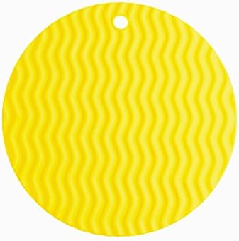 BOBILIFE-Round Silicone Trivets - Multi-purpose Silicone Pot Holders, Spoon Rest and Kitchen Table Mat - Insulated, Flexible, Durable, Non Slip Hot Pads and Coasters ( Pack of 2 Pieces ) (Yellow)