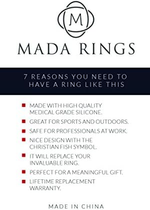 Silicone Wedding Rings, Fish Symbol Showing your Christian Faith, Marriage Bands for Women, Anniversaries & Proposals Useful for Work, Sports and the Gym-Our 2 Pack Comes in Black and White, 5