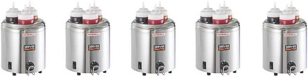 Server Products SBW-86810 Topping Squeeze Bottle Warmer, (3) 16 oz. Capacity, Black/Stainless Steel (5-(Pack))