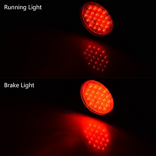 20PCS 4" Round RED 24-LED CLEAR Lens Tail Lights Stop Brake Running Park Lamps Grommet & Plug for Truck Trailer RV ATV UTV Boat - Thumbnail 6