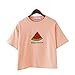 Uideazone Embroidery Watermelon Crop Top Girls Short Sleeves Shirt, Pink, One Size