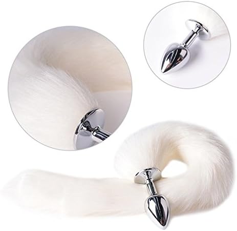 Liblimb Fox Tail Stainless Steel A nal B utt P lug-White(Medium)