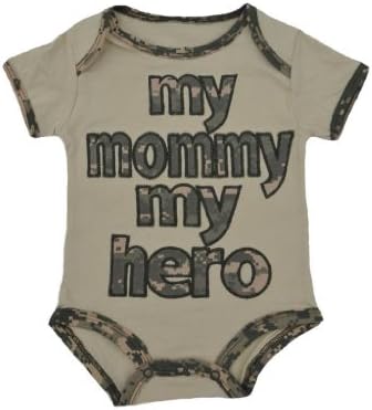 Baby US Army "My Mommy My Hero" Embroidered ACU Camo Outfit 3-6 Mo Tan
