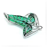 Hittime Lord of The Rings Green Leaf Elven Pin Brooch Pendant With Chain Necklace