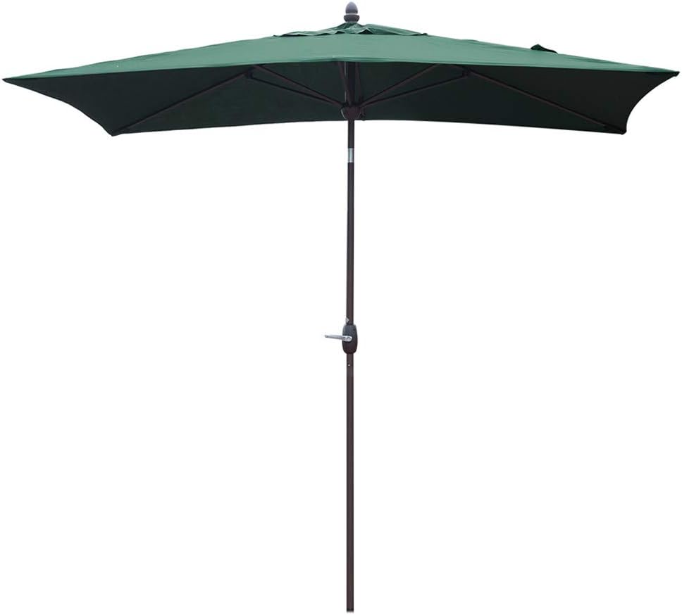 Amazon Com Sorara Rectangular Patio Umbrella Outdoor Market Table Umbrella With Push Button Tilt Crank Umbrella Cover 6 5 X 10 Ft Green Garden Outdoor