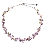 Pearl and amethyst strand necklace, 'Tropical Elite' - Amethyst and Peridot Necklace Handmade in Thailand