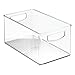 mDesign Plastic Stackable Household Storage Organizer Container Bin Box with Handles - for Media Consoles, Closets, Cabinets - Holds DVD's, Video Games, Gaming Accessories, Head Sets - 4 Pack - Clear