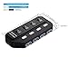 WOVTE 4 Ports USB 3.0 Hub with Individual Power Switches and LEDs included 5V/2A Power Adapter for PC Computer Laptop Black