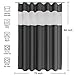 Eforcurtain Large Size 72 Inch Wide by 84 Inch Long Bath Curtains Waterproof Machine Washable Charcoal Cloth Shower Curtain with White Organza Stripe at Top