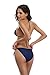 SHEKINI Women's Triangle Bikini Set Halter Sexy Bathing Suits String Low Waisted Two Piece Swimsuit(Small, Charming Blue)