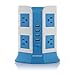 SAFEMORE USB Power Strip 8-Outlet and 4 USB Charging Ports with 6.5-Feet Cord (Blue)