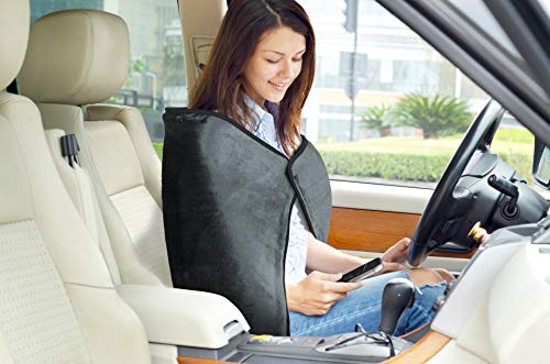 Sojoy iHeatedComfort USB Warm Heated Shawl and Lap Blanket for Home, Travel, Office, Car, Wheelchair, Bed, and Couch Cozy Super Soft Velvet Size (43 x 28 inch) Dark Gray SJ-USB001