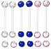 Set of 6 - Glitter Pregnancy Maternity Flexible Belly Button Ring Threaded Retainer - Nickel/Allergy Free - 14G - Clear, Pink, and Blue