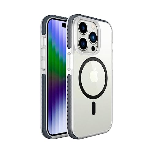 Geonav Capa protetora Impact Pro iPhone 14 Pro, TPU flexĂvel nas extremidades, CompatĂvel com o sistema de imĂŁs MagSafe®, IPI14PSG, Transparente/Cinza Escuro