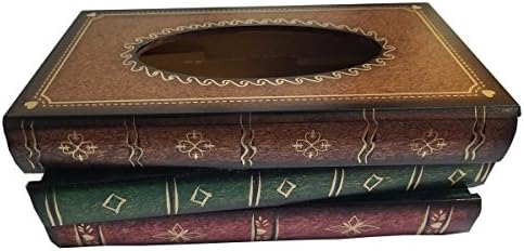 NING Wooden Decoration Book Table Tissue Holder, Hand Crafted Napkin Holder,Tissue Box (Yellow)
