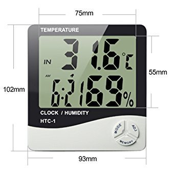 RB Mall Temperature Humidity Time Display Meter with Alarm Clock