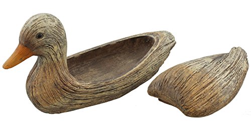 Decorative Resin Duck Decoy Figure / Trinket Box - Carved Wood Look