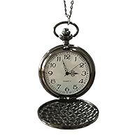 MAGQOO Classic Smooth Full Hunter Pocket Watch With 31.5" Chain(Black)