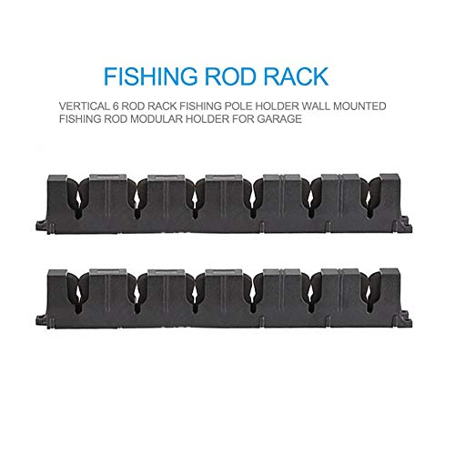 Zhanwang17 Fixing Holder - 6 Rod Rack Fishing Pole Holder Wall Mounted Fishing Rod Modular Holder for Garage