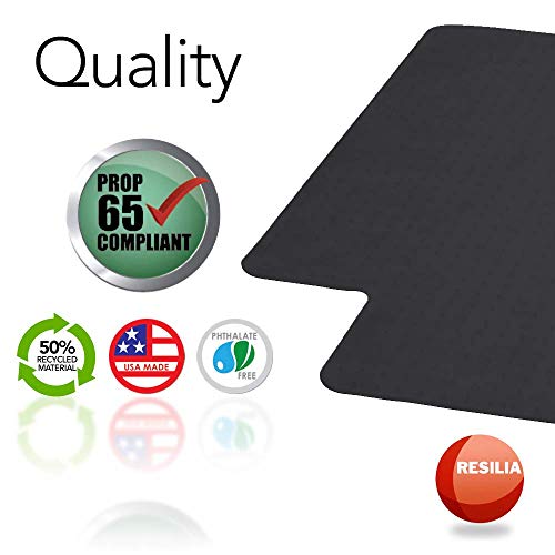image for Resilia Office Desk Chair Mat with Lip - for Carpet (with Grippers) Bl