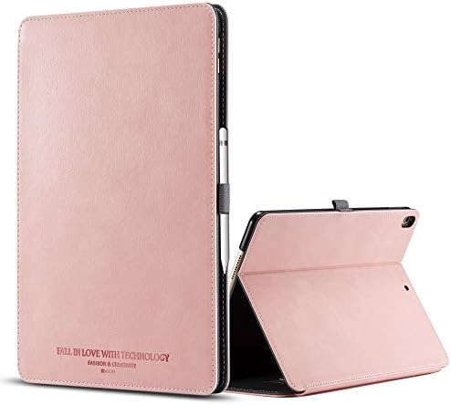 iPad Pro 12.9 Inch Case 2018 with Apple Pencil Holder,Premium Leather Slim Lightweight Shockproof Magnetic Notebook Case [Auto Sleep/Wake Multi Angle Stand/Support 2nd Gen ipad Pencil Charging]-B-Pink