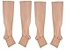 iEase 2 Pairs Compression Socks Open Toe Leg Support Stocking Knee High Socks with Zipper 15-20 mmHg (2pairs Beige, L/XL)