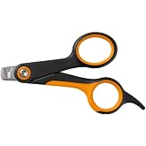 Fiskars Pet Small Nail Clippers, Cat and Dog Trimmers for Grooming, 4.25" | Suitable for Small Dogs &amp; Cats, Semi-Circular Blade for Clear View While Cutting, SoftGrip Handle, Pet Supplies, Black
