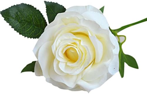 A-store 1Pcs Rose Fake Artificial Silk Flower Wedding Party Bridal Bouquet Home Decor (Vase Not Included) (White)
