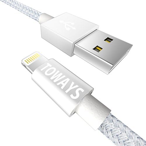 iPhone Charger Toways Lightning Cable [Apple MFi Certified] Nylon Braided USB cable for iPhone 7 Plus 7 6S Plus 6 Plus SE 5S 5C 5, iPad 2 3 4 Mini, iPad Pro Air, iPod - 3.3ft/1m Silver