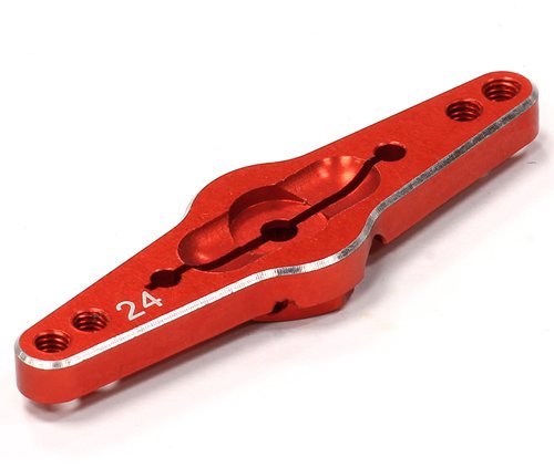 Integy RC Model Hop-ups C24489RED Billet Machined Double Sided Servo Horn 24T for Hitec Servo (r=20, 24mm Holes)