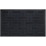 Alpine Neighbor Doormat, Low Profile Outdoor, Washable Cross-Hatch, Rubber Front Entrance Floor Shoes Rug, Garage Entry Carpet Decor for House Patio Grass Water, Black