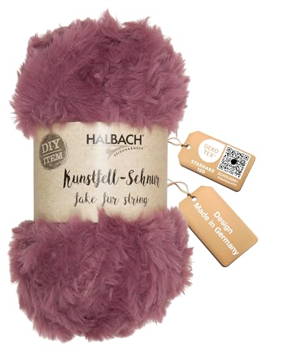 Halbach Seidenbänder Lana esponjosa para tejer, ovillo de 50 g, ancho: 1 cm, hilo de piel sintética para manualidades, color: baya