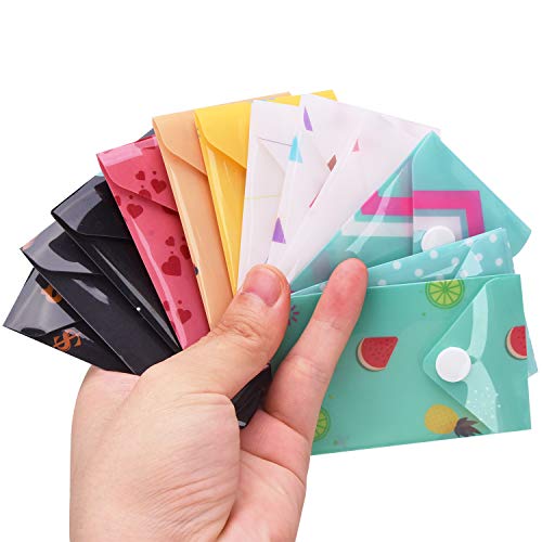Cash Envelope System for Budgeting - 12 Waterproof Plastic Money Envelopes + 12 Reusable Coin Envelopes + 12 Budget Sheets, Gift Envelopes with Snap Buttons Budget Envelopes for Cash Currency