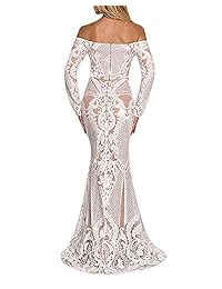 Yissang vestido largo con lentejuelas, con diseño floral, para mujer, para fiestas, cócteles, sirenas