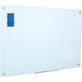 DexBoard Magnetic White Glass Board 48" x 36", Frameless Tempered Glass Dry Erase Board with Marker Tray for Office, Wall Mounted Frosted Glass Whiteboard