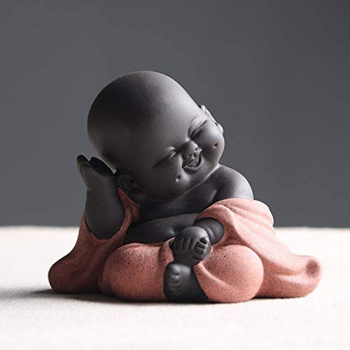 MonLiya Ceramic Little Cute Buddha Statue Monk Figurine Creative Baby Crafts Dolls Ornaments Gift Classic Delicate Ceramic Arts and Crafts Tea Accessories 2.8'' Inches High (Style 1) — image 1