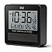 HITO 3.7” Atomic Travel Alarm Clock with Solar Panel, Date Day Indoor Temperature Humidity, Amber Backlight- Battery Operated