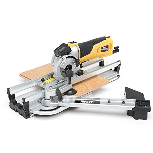 WOLF 600w 89mm Precision Plunge Mini Circular Saw and Mitre Base Guide