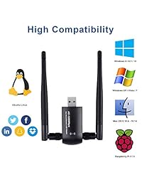Wireless USB WiFi Adapter 1200Mbps, ELCTHUNDER USB 3.0 Wireless Network WiFi Dongle High Gain with 2 X 5dBi Antennas for PC Desktop Laptop Mac, Dual Band 2.4G  300Mbps 5GHz 867Mbps, Supports Windows 1