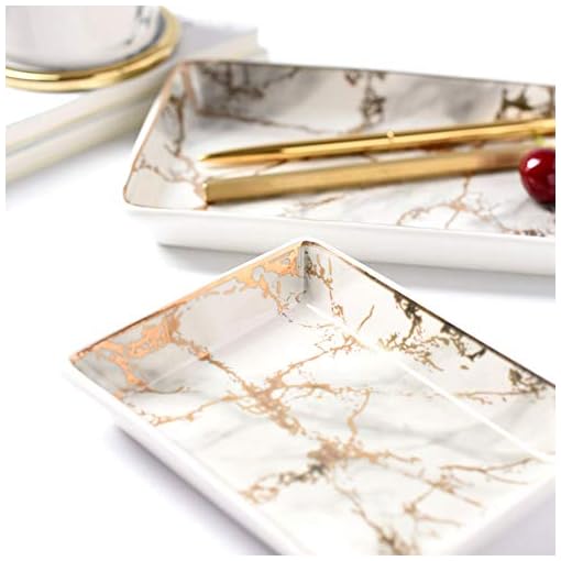 Golden Striped Marble Plate Ceramic Jewelry Tray, Ring Holder, Bracelets Plate, Dessert Dish