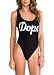 Women's Letter Print Backless One Piece Monokini Bikini (XXXL, Black)
