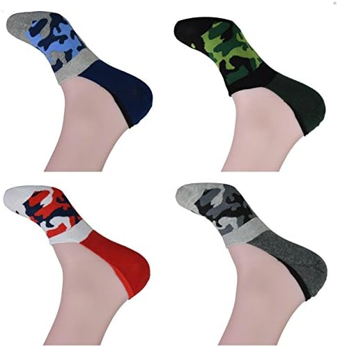 Samkit Men's Women's Cotton Invisible/Loafer Socks with Anti Slip Silicone Grip - Pack of 4 (Multicolour, Free Size)