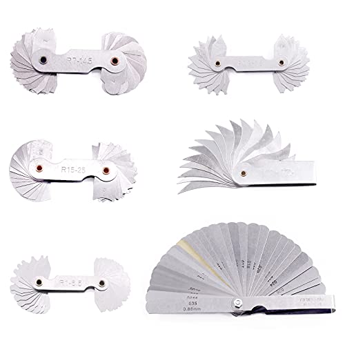 Wokape 6Pcs 5 Sizes Stainless Steel Radius Gauge with Feeler Gauge Kit ...