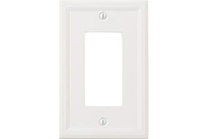 Questech Decor Single Rocker Insulated Light Switch Cover, 1-Gang Electrical Wall Plate, Single Switch Decorator Standard Size GFCI Receptacle Cover, Decorative Architectural Cornice, White